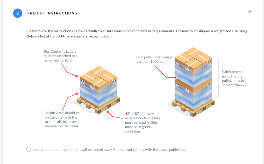 使用Deliverr货运入库（零担货物或≤6个托盘） – 卖家帮助中心