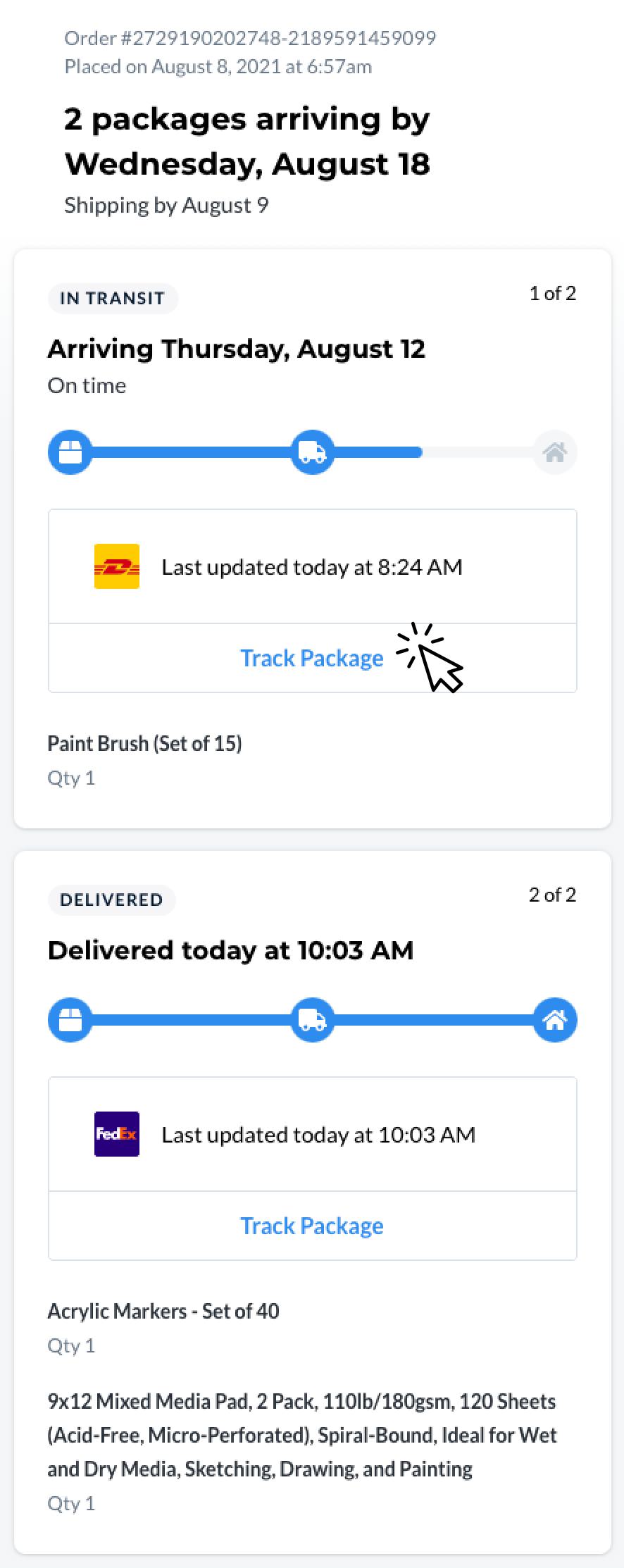 Package and Order Tracking